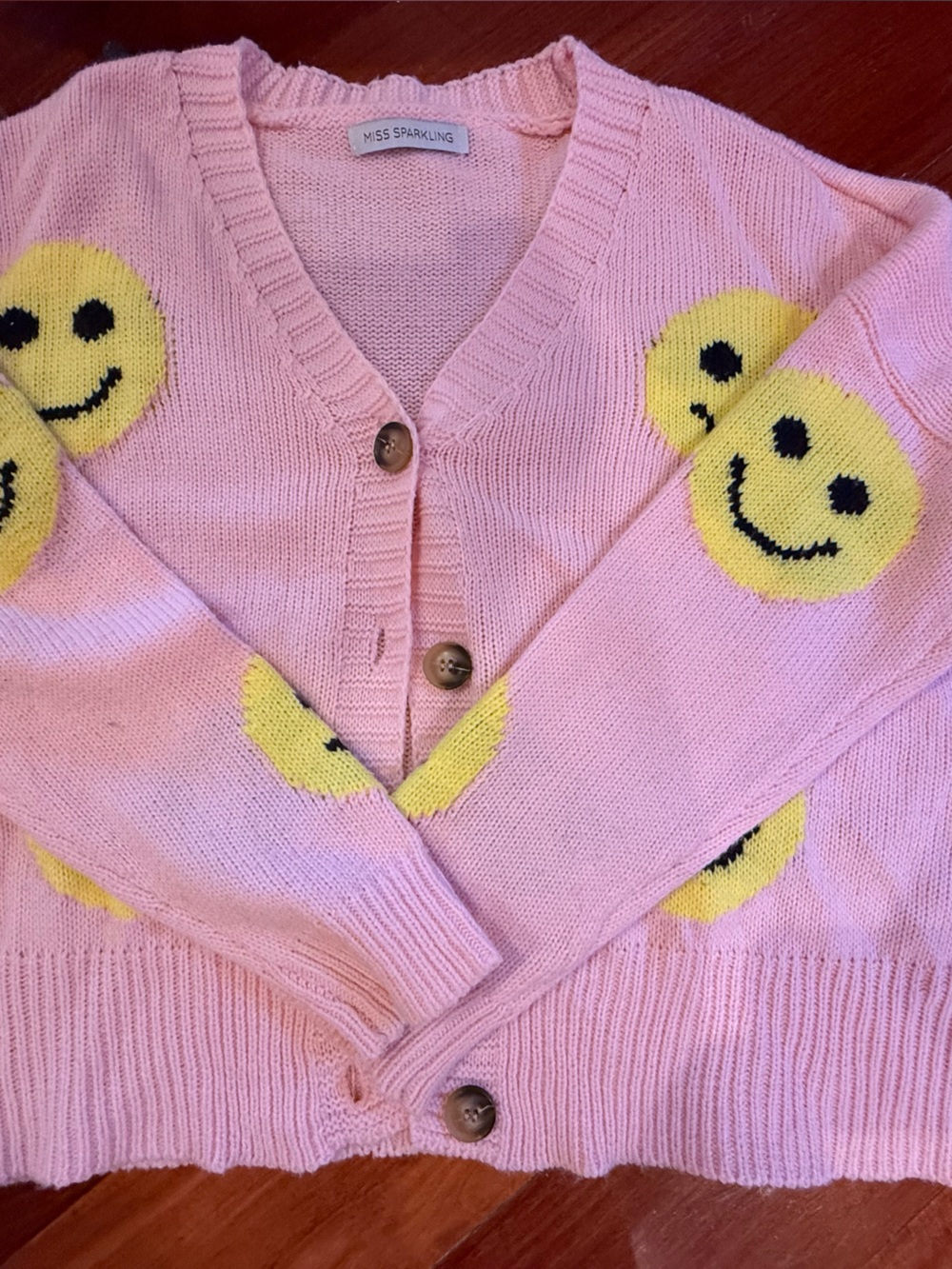 Miss Sparkling Pink Smiley Cardigan